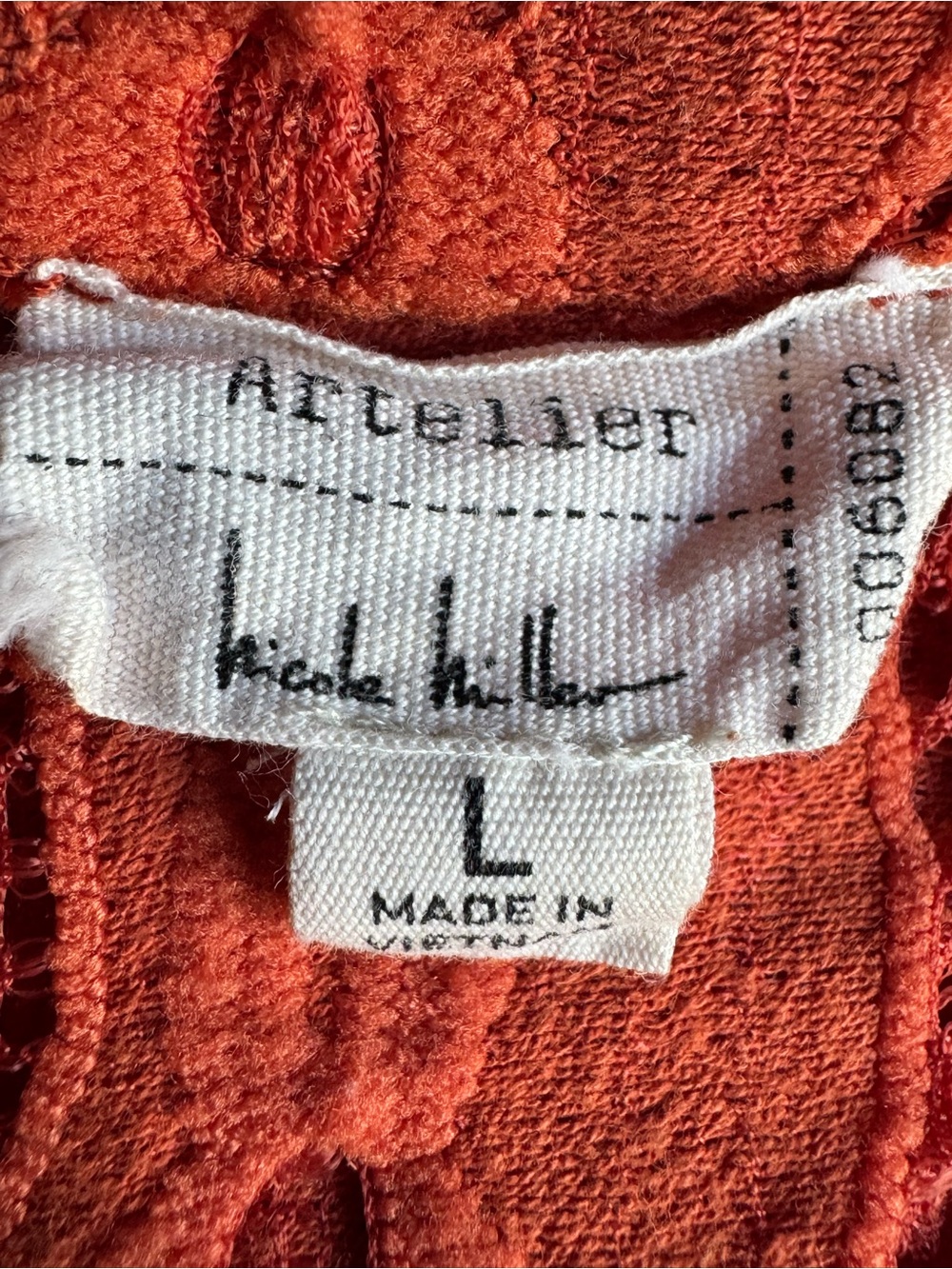 Nicole Miller Coral Openwork Button-Down Shirt - Picture 7 of 8